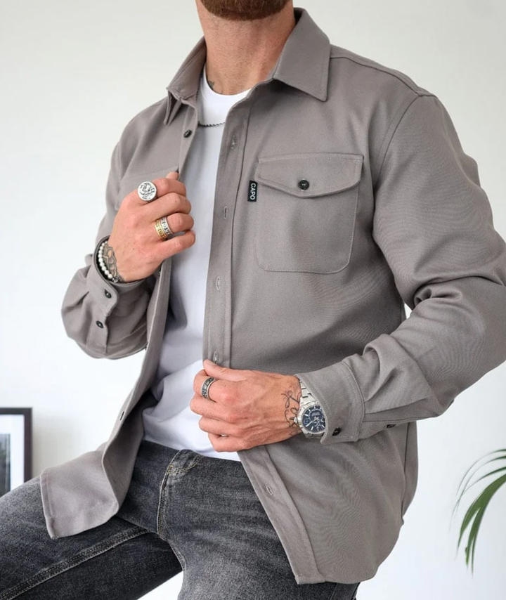 Camicia Giacca Uomo Tessuto Traspirante Slim Fit