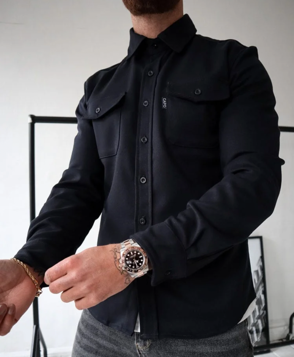 Camicia Giacca Uomo Tessuto Traspirante Slim Fit