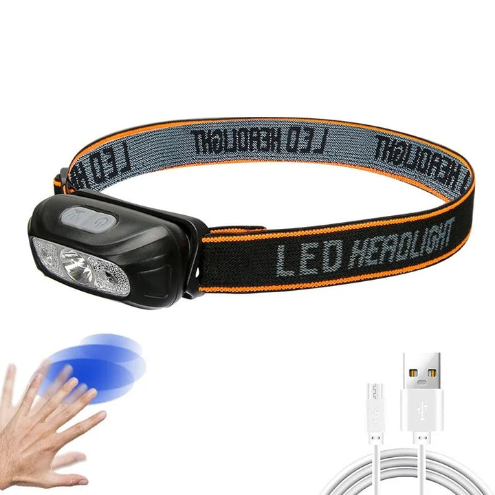 Lampada Frontale LED Ricaricabile USB Sensore per Escursionismo - Vesarelli