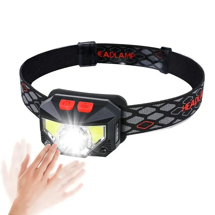 Lampada frontale a LED ricaricabile tramite USB: torcia frontale luminosa attivata da sensore per pesca, escursionismo, ricerca di emergenza o campeggio avventuroso 8
