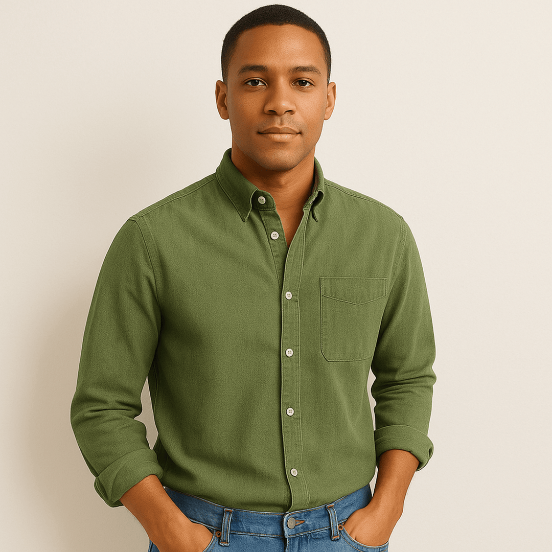 Camicia Uomo Cotone Maniche Lunghe Colletto Classico Taglio Regolare