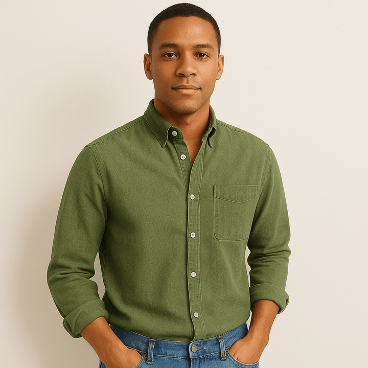 Camicia Uomo Cotone Maniche Lunghe Colletto Classico Taglio Regolare