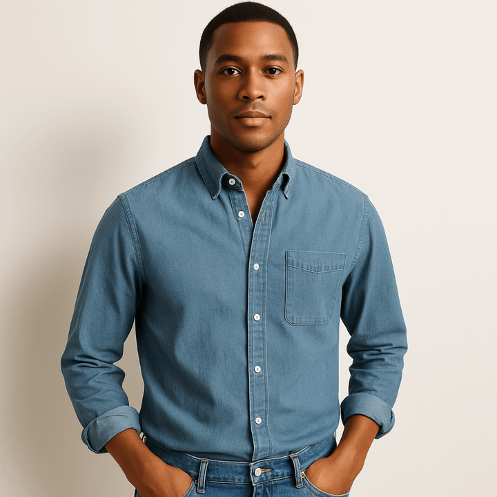 Camicia Uomo Cotone Maniche Lunghe Colletto Classico Taglio Regolare