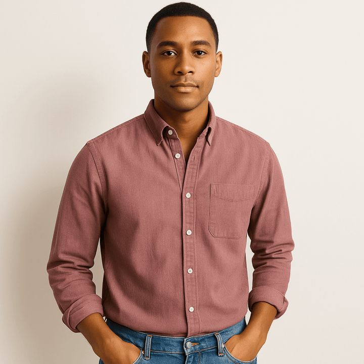 Camicia Uomo Cotone Maniche Lunghe Colletto Classico Taglio Regolare
