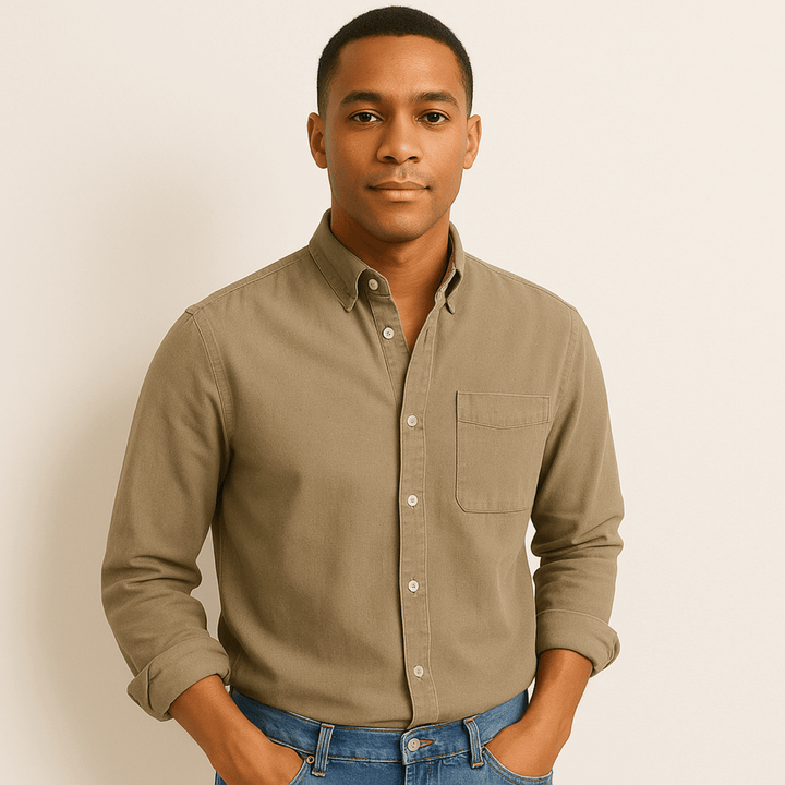 Camicia Uomo Cotone Maniche Lunghe Colletto Classico Taglio Regolare