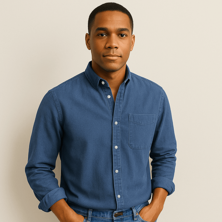 Camicia Uomo Cotone Maniche Lunghe Colletto Classico Taglio Regolare