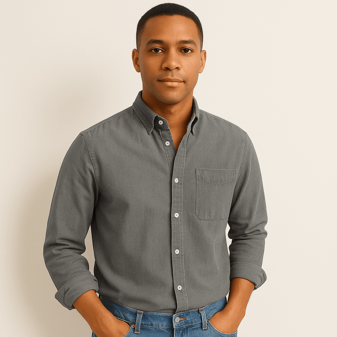 Camicia Uomo Cotone Maniche Lunghe Colletto Classico Taglio Regolare