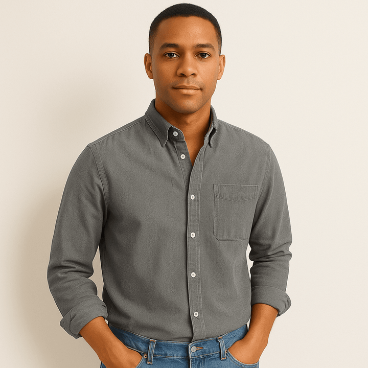 Camicia Uomo Cotone Maniche Lunghe Colletto Classico Taglio Regolare