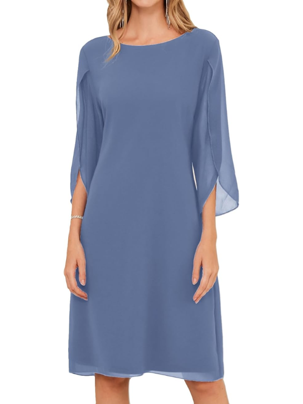 Abito Midi Donna Maniche a Strati Stile Fluido - Vesarelli