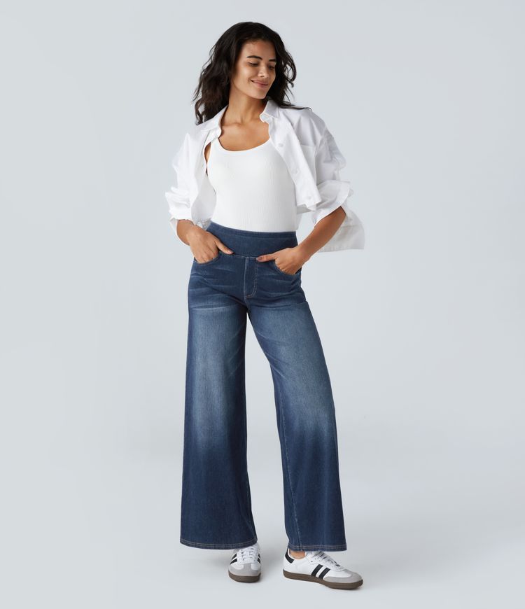 Lento | Jeans Elasticizzati a Gamba Larga