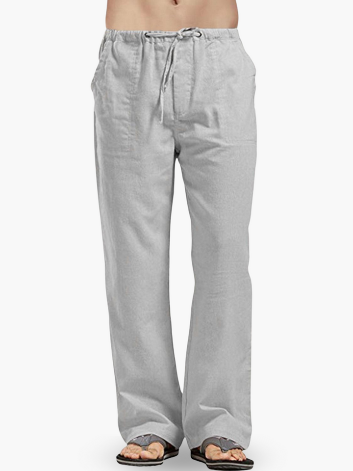 Pantaloni Uomo in Cotone e Lino Coulisse Vestibilità Comoda