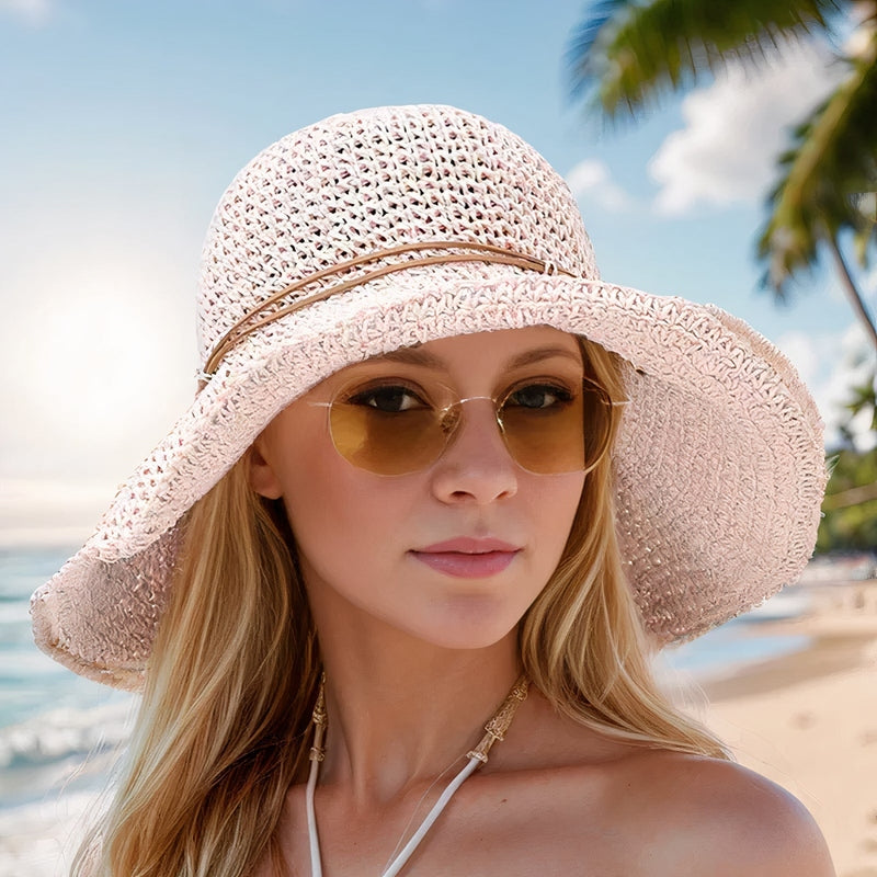 Cappello Estivo Donna Pieghevole in Tessuto Tesa Larga