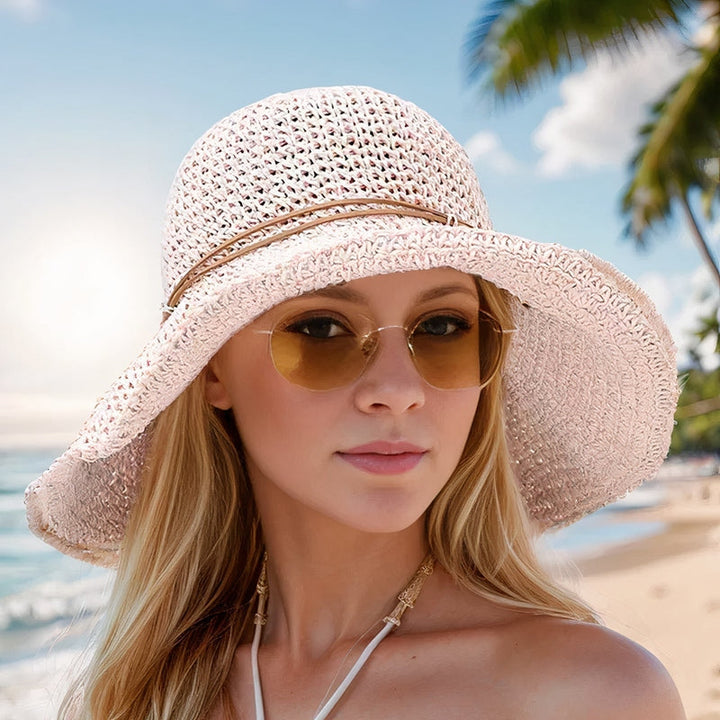 Cappello Estivo Donna Pieghevole in Tessuto Tesa Larga