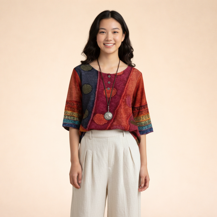 Donna Boho Tessuto Leggero Vestibilità Ampia - Vesarelli