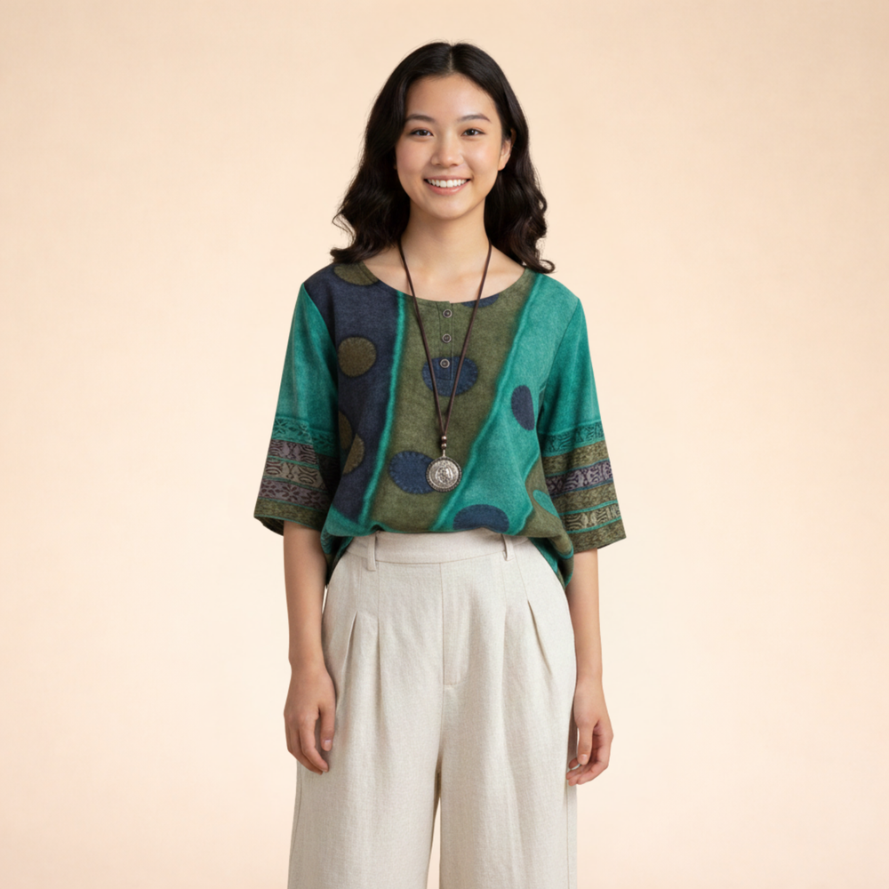 Lina | Canottiere Donna – Elegante, Ampia &amp; Comoda con Stampa Boho 1