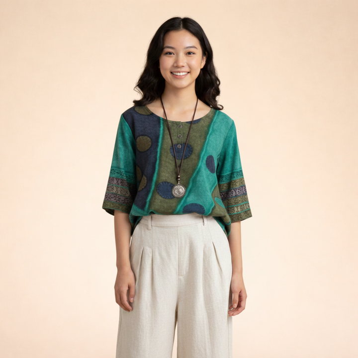 Lina | Canottiere Donna – Elegante, Ampia &amp; Comoda con Stampa Boho 1