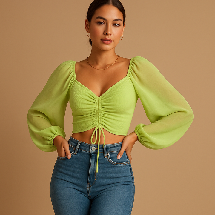 Liva | Blusa aderente con scollo a cuore da donna 1