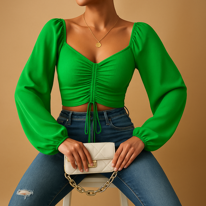 Liva | Blusa aderente con scollo a cuore da donna 2
