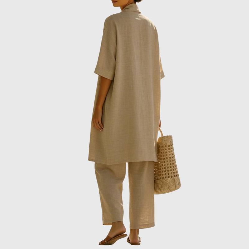 Livia | Completo Donna Elegante in Lino e Cotone – Rilassato e Traspirante, Set da Tre Pezzi 1