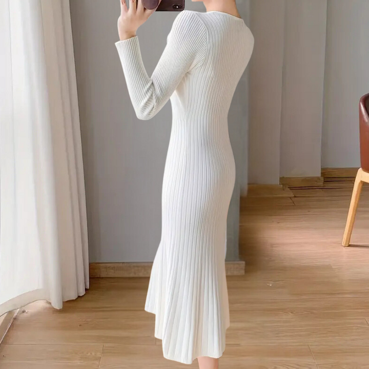 Abito Midi Donna Maglia Sottile Vestibilità Elegante
