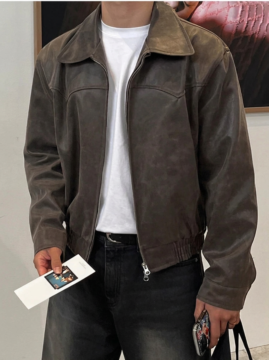 Lorenzo | Giacca in Pelle Casual Uomo Vintage Bomber 1