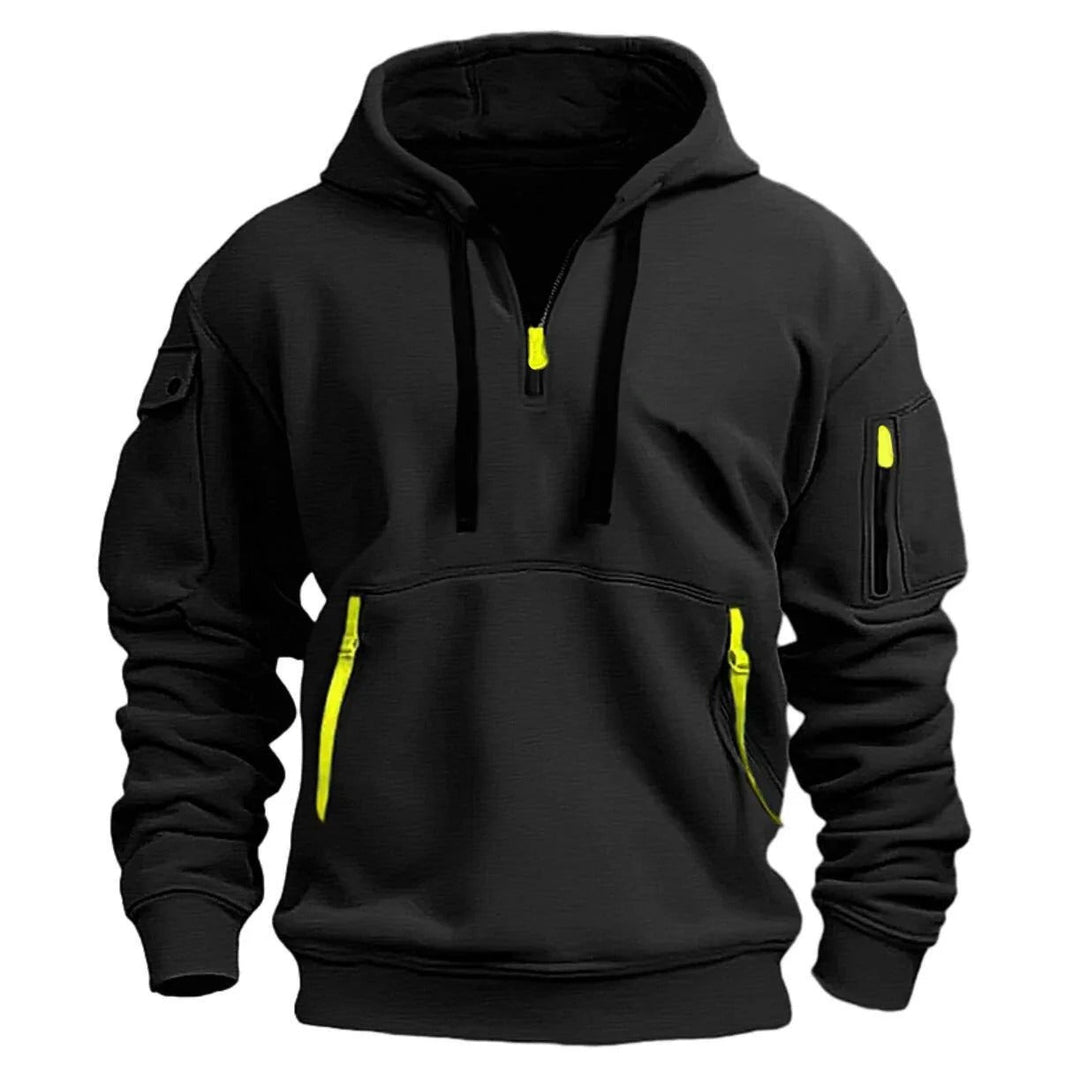 Felpa Uomo con Cappuccio Mezza Zip Calda e Elegante - Vesarelli