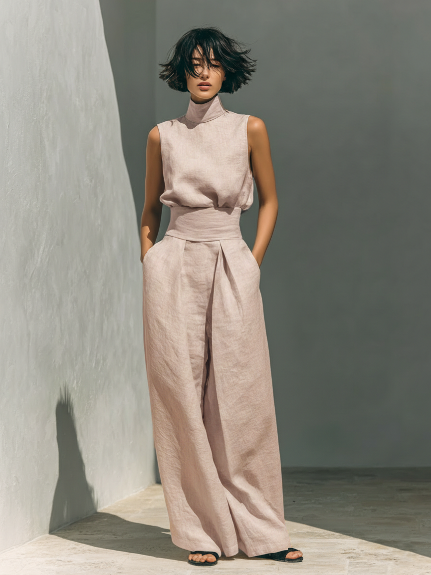 Luna | Completo Minimalista Canotta e Pantaloni Larghi Donna 3