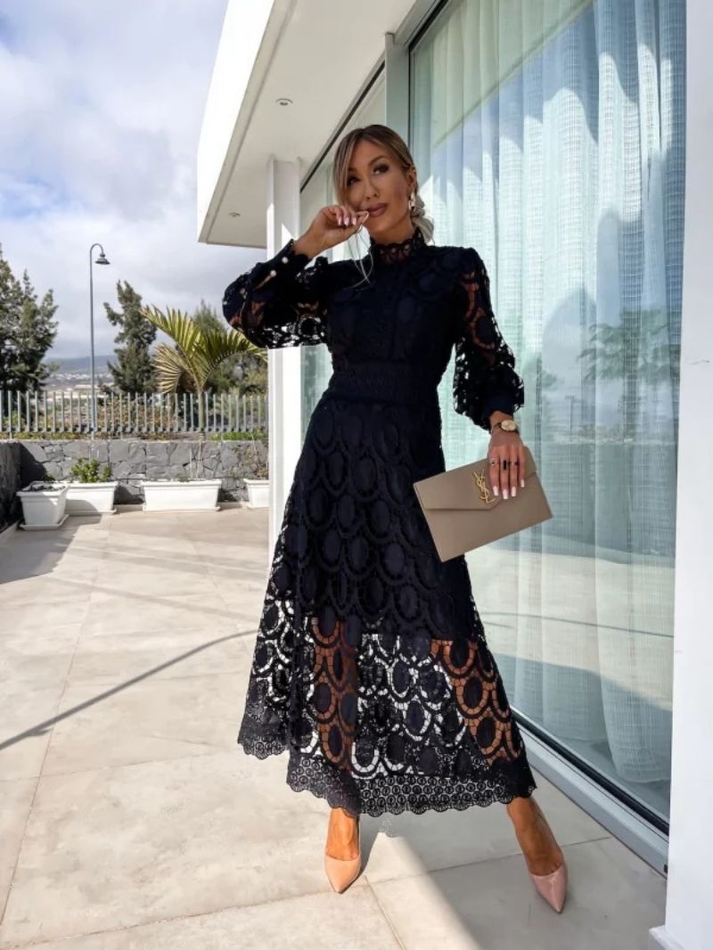Abito Midi Cerimonia Donna Elegante Vestibilità Regolare