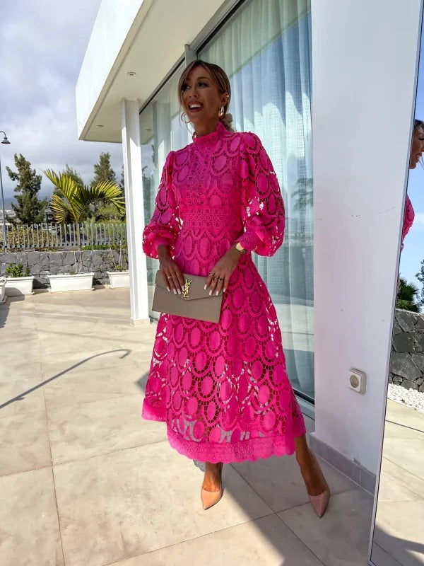 Abito Midi Cerimonia Donna Elegante Vestibilità Regolare