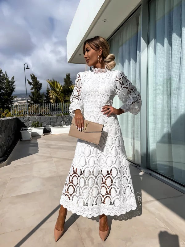 Abito Midi Cerimonia Donna Elegante Vestibilità Regolare