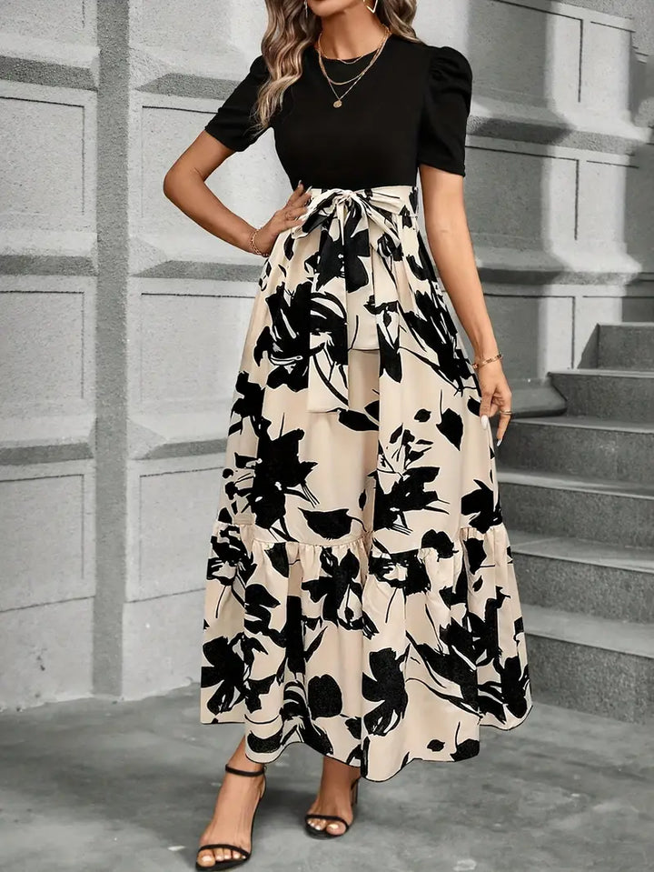 Abito lungo Donna con fiocco in vita Stile elegante moderno