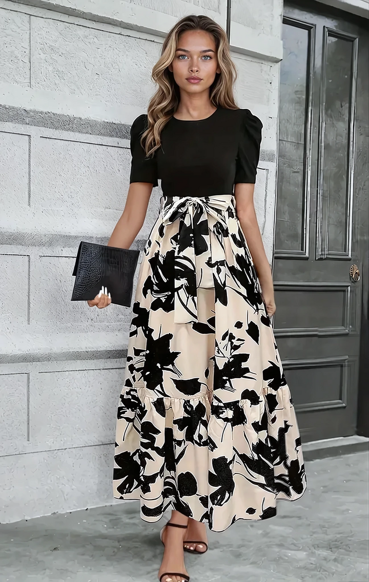 Abito lungo Donna con fiocco in vita Stile elegante moderno - Vesarelli