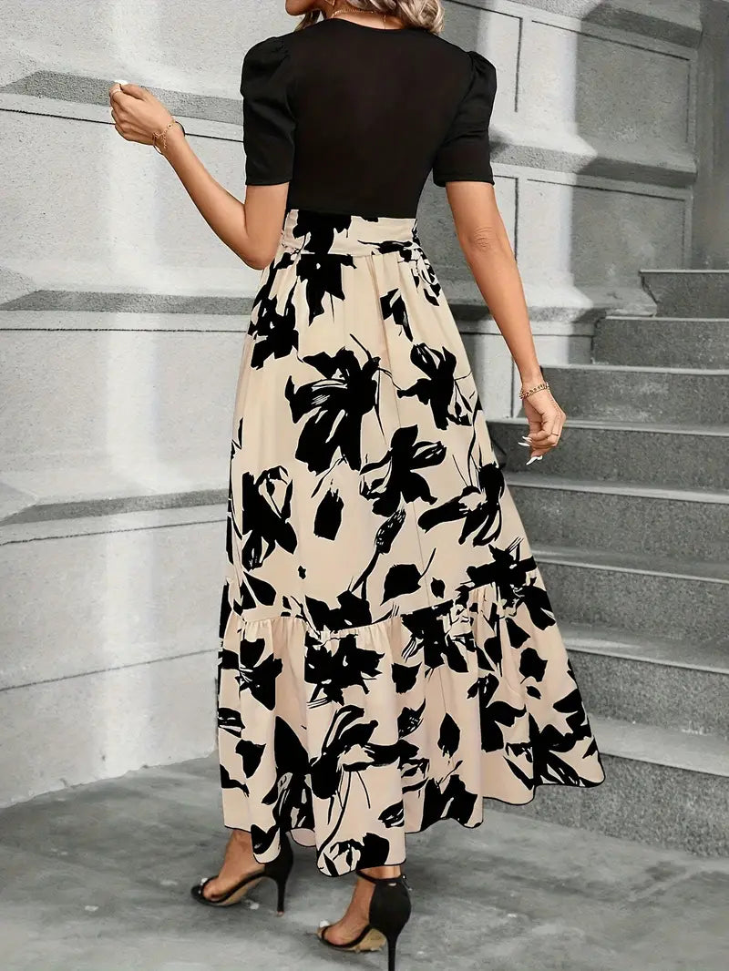 Abito lungo Donna con fiocco in vita Stile elegante moderno