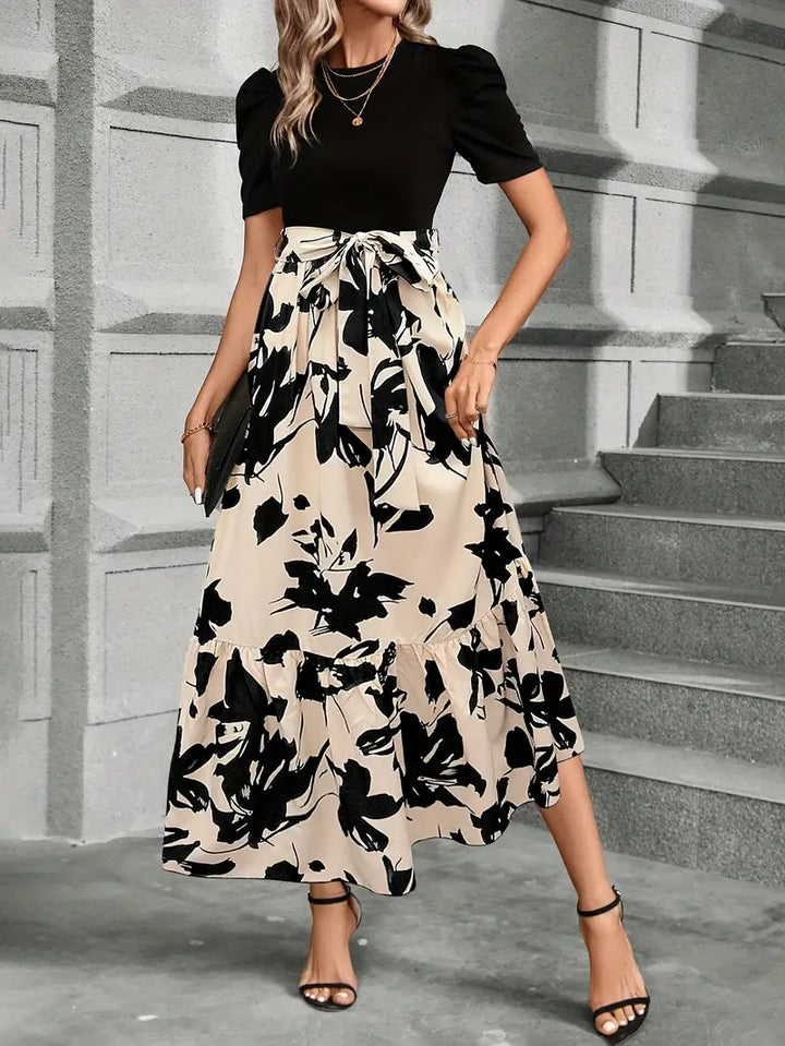 Abito lungo Donna con fiocco in vita Stile elegante moderno