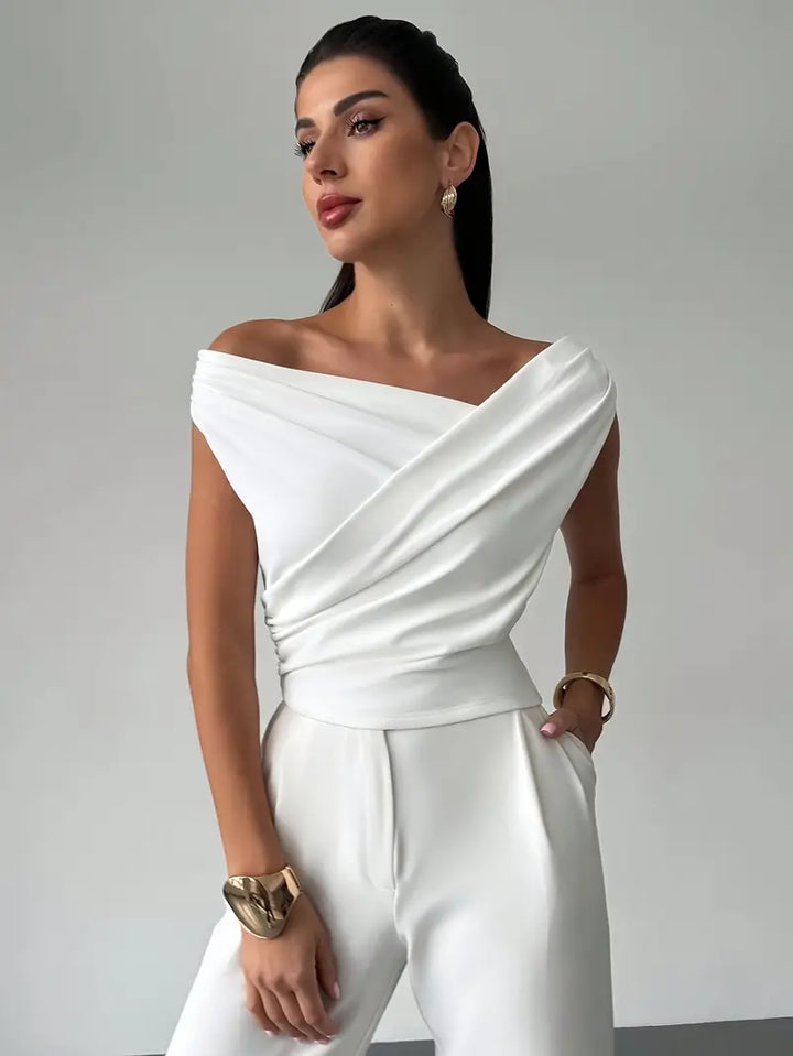 Donna Spalle Drappeggiate Stile Casual Elegante - Vesarelli