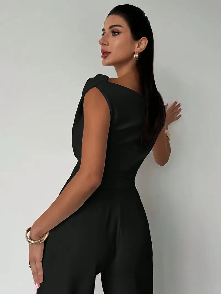 Donna Spalle Drappeggiate Stile Casual Elegante
