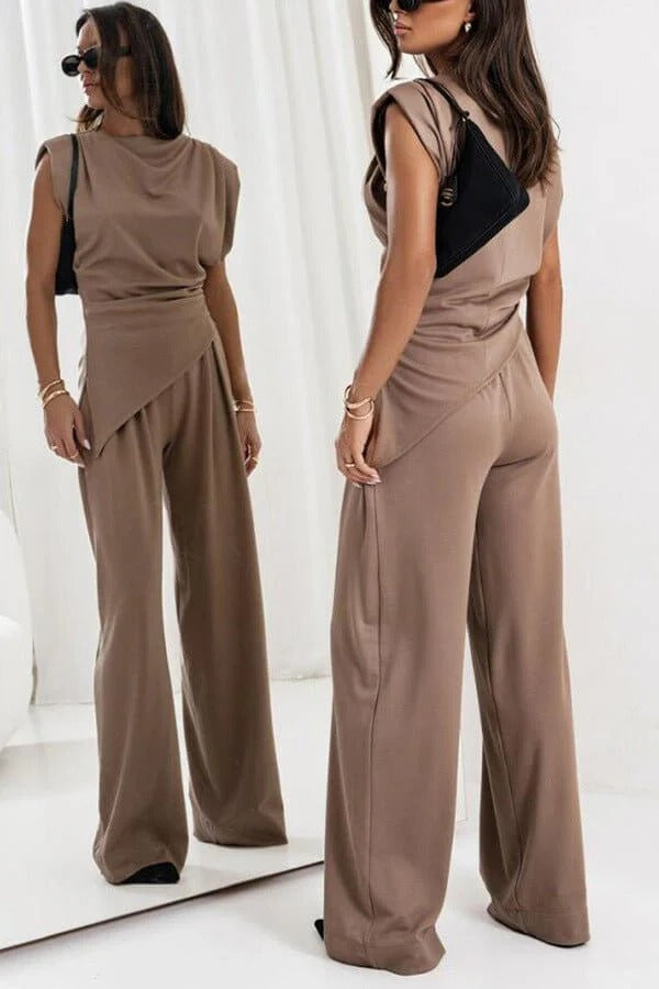 Completo Due Pezzi Donna in Tessuto Drappeggiato Stile Elegante