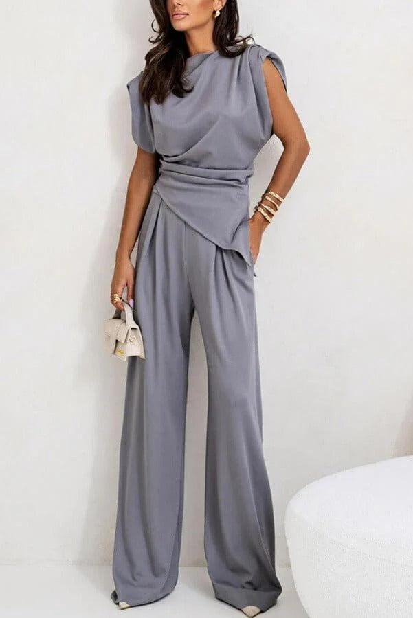 Completo Due Pezzi Donna in Tessuto Drappeggiato Stile Elegante - Vesarelli