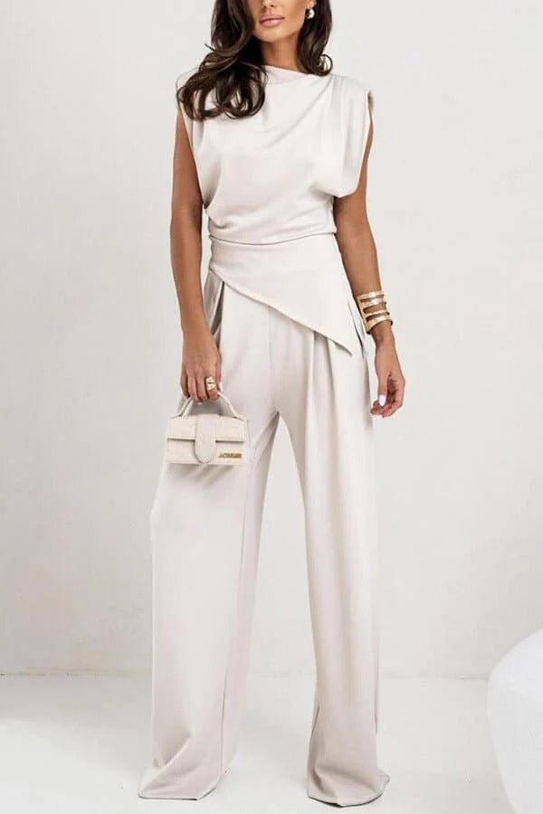 Completo Due Pezzi Donna in Tessuto Drappeggiato Stile Elegante