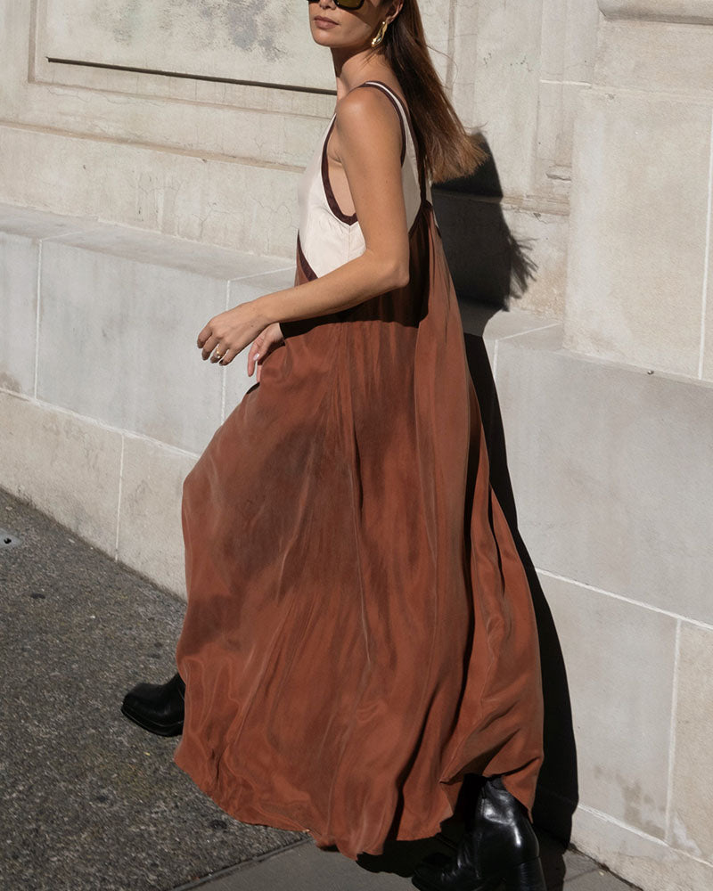 Abito Lungo Donna Tessuto Leggero Svolazzante Elegante