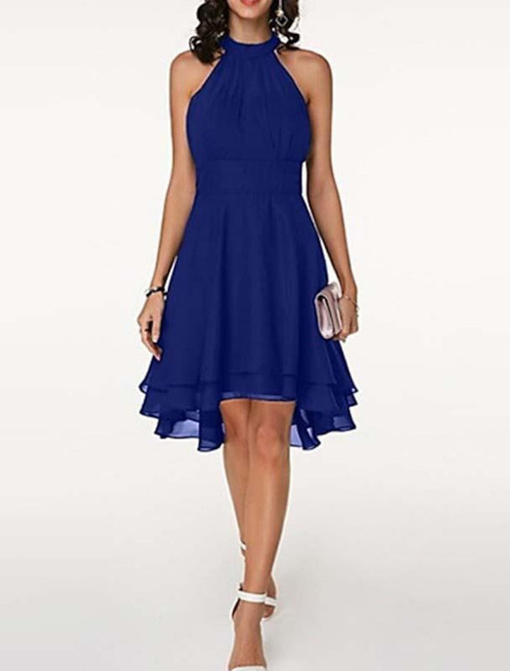 Abito Cocktail Donna Chiffon Scollo Allamericana Senza Maniche