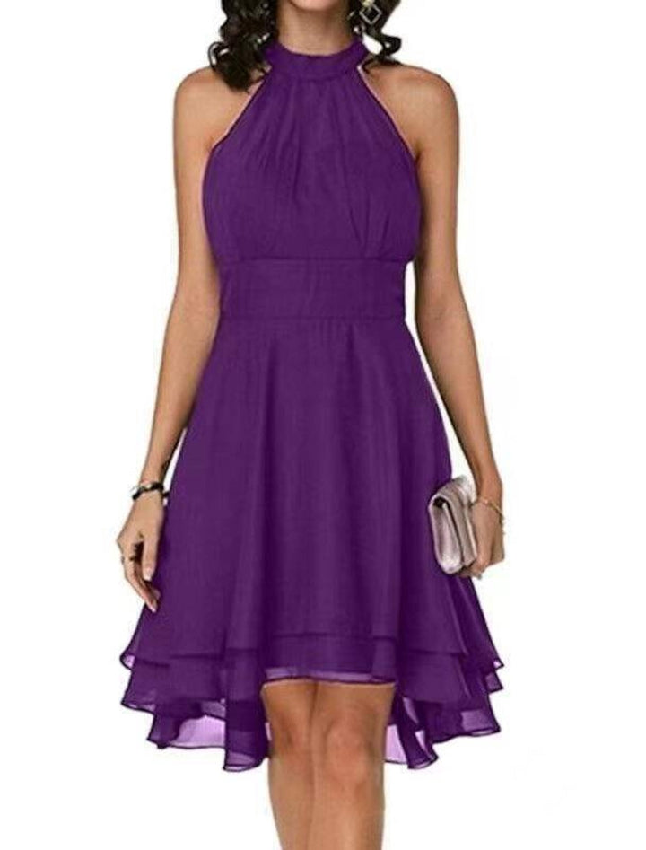Abito Cocktail Donna Chiffon Scollo Allamericana Senza Maniche