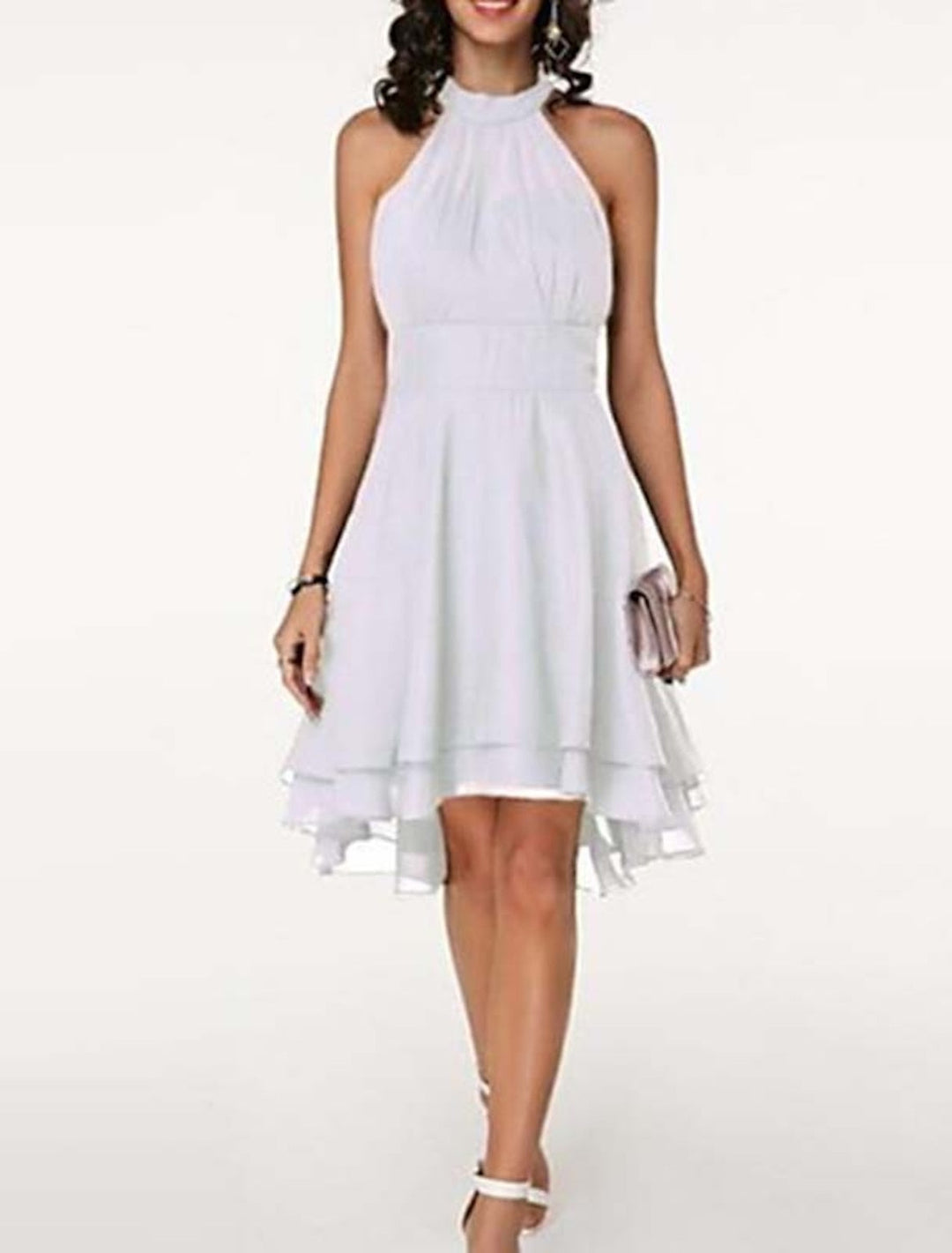 Abito Cocktail Donna Chiffon Scollo Allamericana Senza Maniche