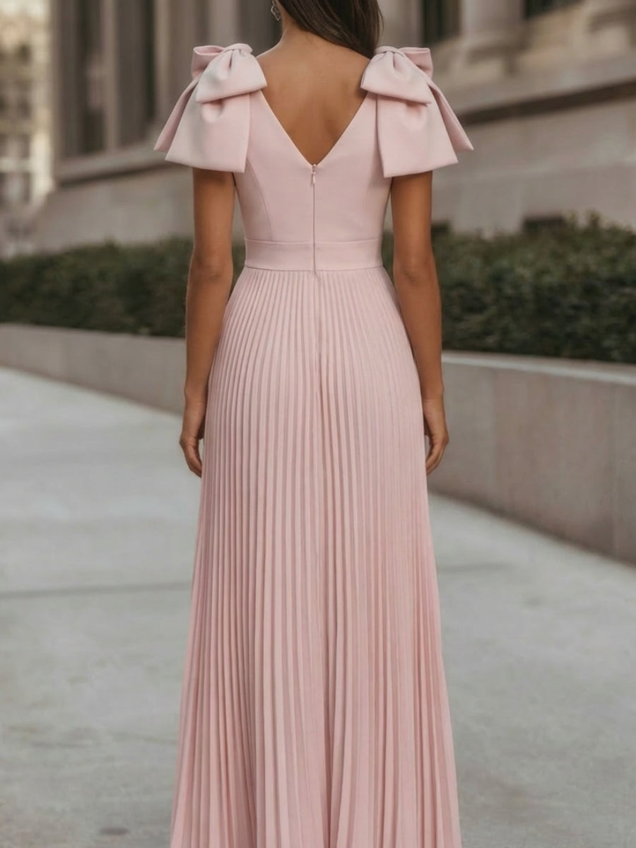Abito Donna in Chiffon Trapezio con Fiocco Delicato