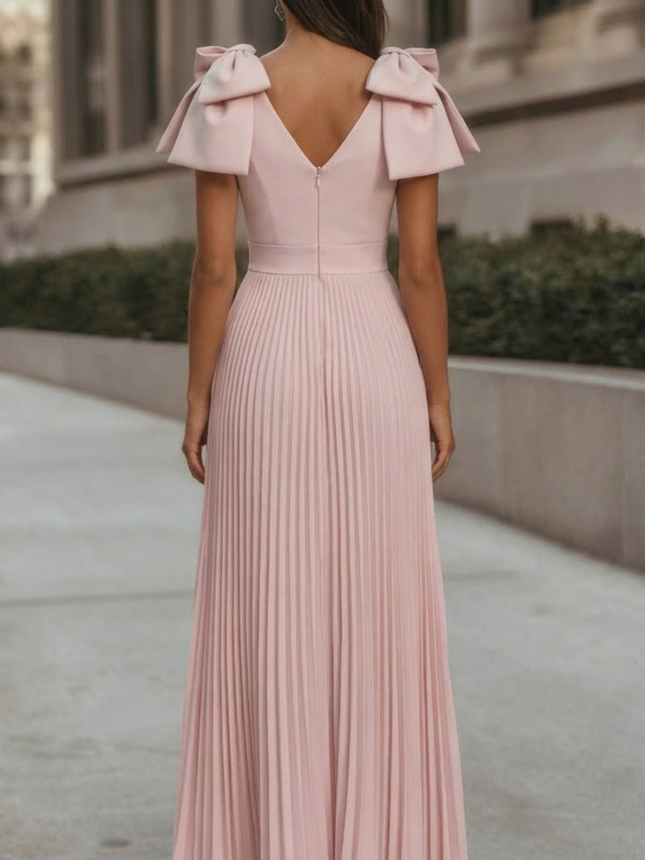 Abito Donna in Chiffon Trapezio con Fiocco Delicato