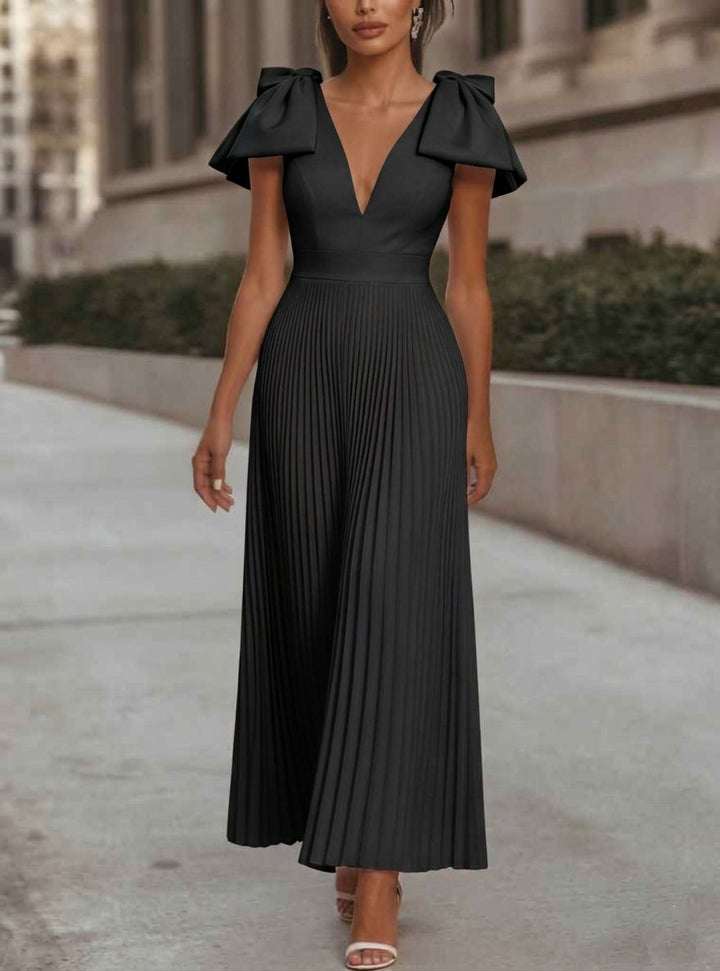 Abito Donna in Chiffon Trapezio con Fiocco Delicato