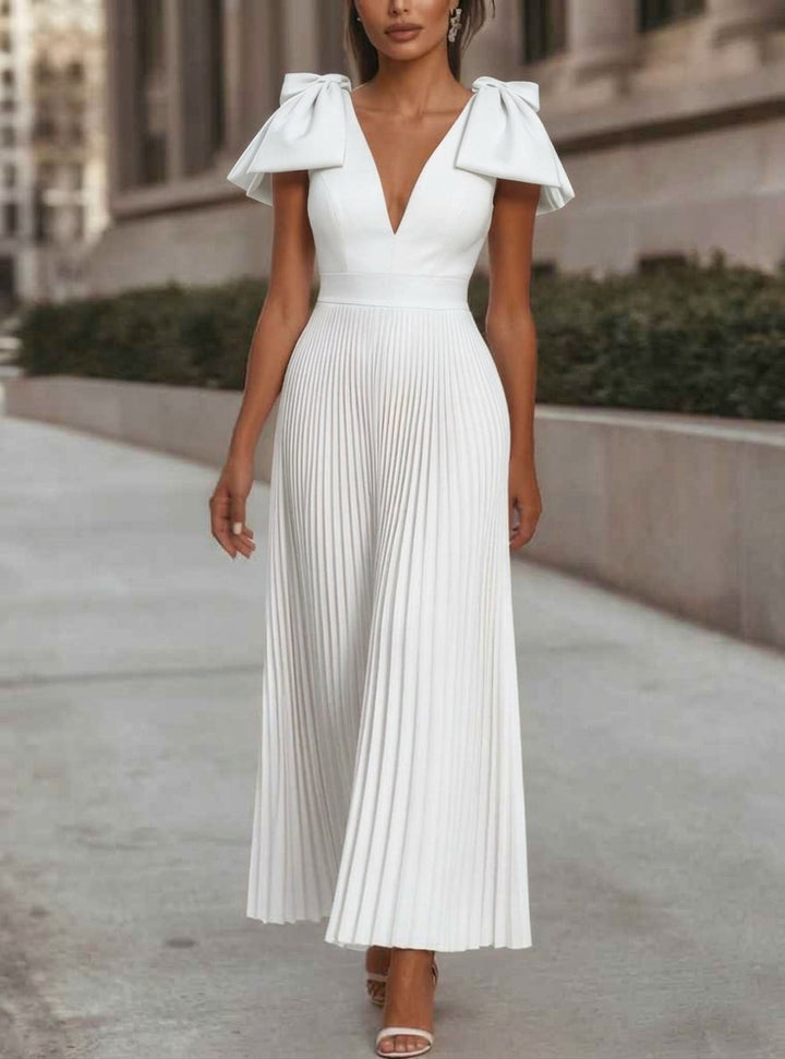 Abito Donna in Chiffon Trapezio con Fiocco Delicato