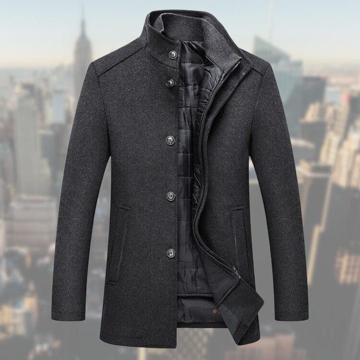 Cappotto Uomo in Misto Lana con Gilet Staccabile Media Lunghezza