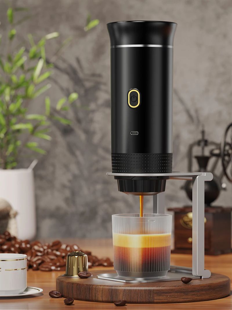 Macchina per caffè espresso elettrica portatile: macchina 3 in 1 per capsule e polvere per un caffè fresco in qualsiasi momento, in viaggio o alla guida. 1