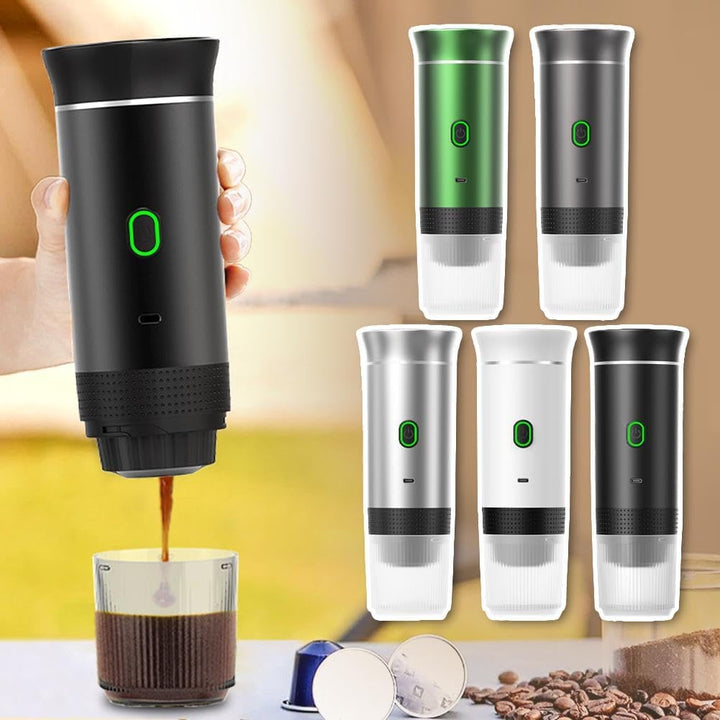 Macchina per caffè espresso elettrica portatile: macchina 3 in 1 per capsule e polvere per un caffè fresco in qualsiasi momento, in viaggio o alla guida. 3